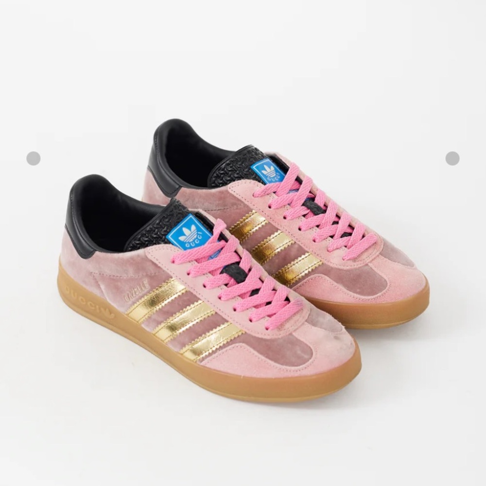 Gucci x Adidas Gazelle Women's Pink and Gold Sneakers